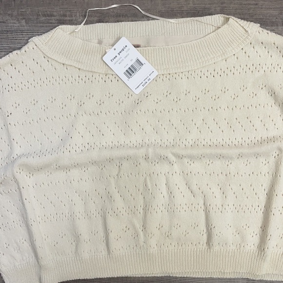 Free People Sand Castle Pointelle Cropped Boxy Knit Sweater - Picture 11 of 17